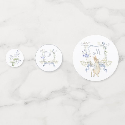 Blue Peter the Rabbit Monogram Crest Baby shower Confetti (Voorkanten)