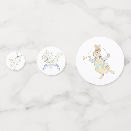 Blue Peter the Rabbit Monogram Crest Baby shower Confetti (Achterkanten)