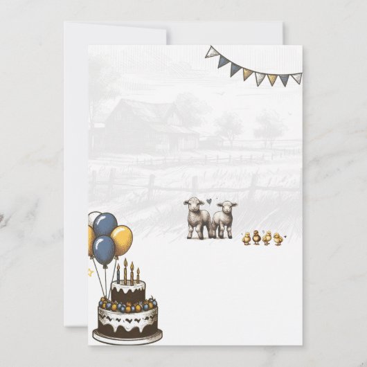 Blue Petting Zoo Verjaardagsfeestuitnodiging Kaart (Achterkant)