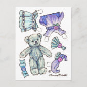 Blue Petunia Teddy Bear Paper Briefkaart (Voorkant)