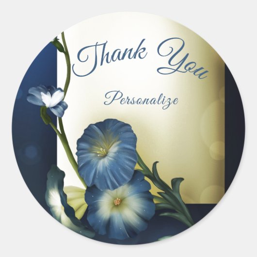 Blue Petunias Floral Bedankt dat je je personalise Ronde Sticker (Voorkant)