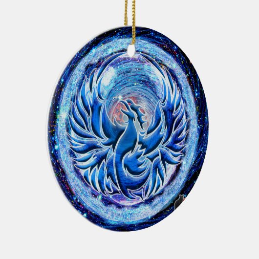 Blue Phoenix Keramisch Ornament (Rechts)