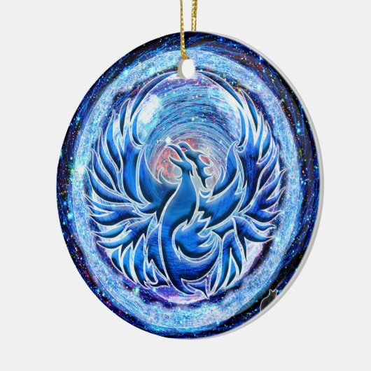 Blue Phoenix Keramisch Ornament (Links)