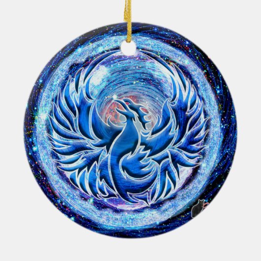 Blue Phoenix Keramisch Ornament (Achterkant)