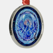 Blue Phoenix Metalen Ornament (Rechts)