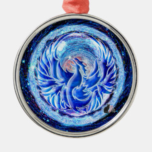 Blue Phoenix Metalen Ornament