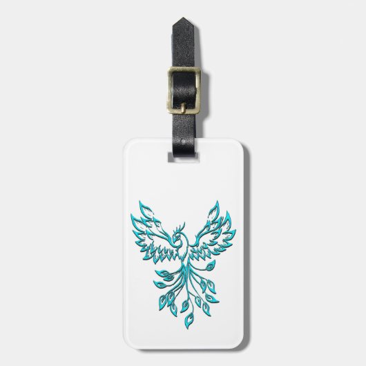 Blue Phoenix stijgt op wit Bagagelabel (Voorkant verticaal)