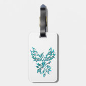 Blue Phoenix stijgt op wit Bagagelabel (Achterkant verticaal)