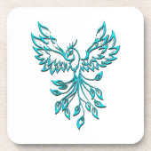 Blue Phoenix stijgt op wit Bier Onderzetter (Voorkant)