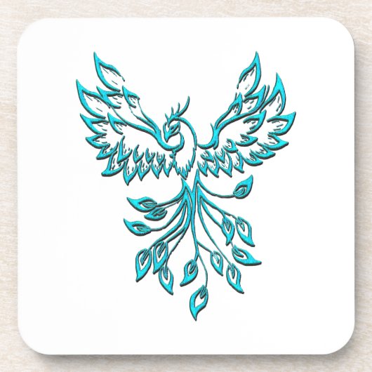 Blue Phoenix stijgt op wit Bier Onderzetter (Voorkant)