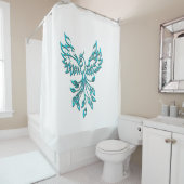 Blue Phoenix stijgt op wit Douchegordijn (In situ)