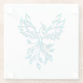 Blue Phoenix stijgt op wit Glazen Onderzetter (Achterkant)