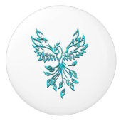 Blue Phoenix stijgt op wit Keramische Knop (Voorkant)