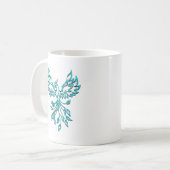 Blue Phoenix stijgt op wit Koffiemok (Voorkant links)