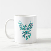 Blue Phoenix stijgt op wit Koffiemok (Links)