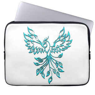 Blue Phoenix stijgt op wit Laptop Sleeve
