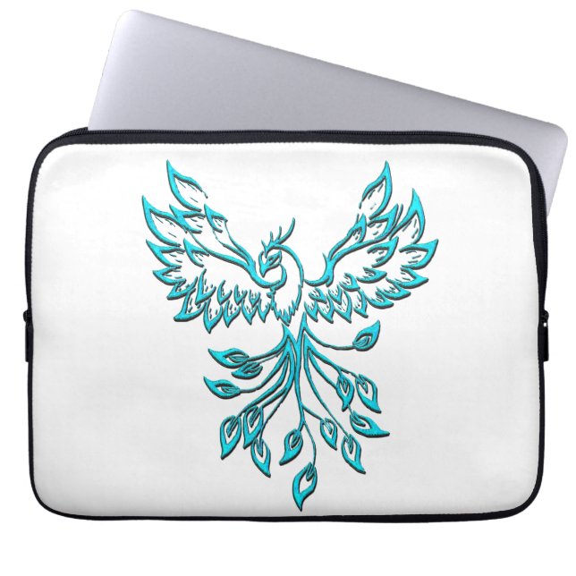 Blue Phoenix stijgt op wit Laptop Sleeve (Voorkant)