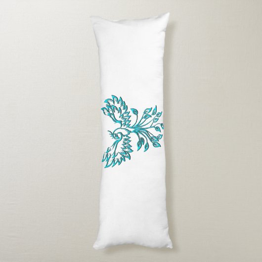 Blue Phoenix stijgt op wit Lichaamskussen (Achterkant (Verticaal))