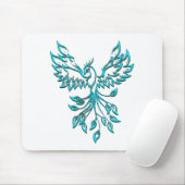 Blue Phoenix stijgt op wit Muismat (Met muis)