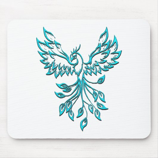 Blue Phoenix stijgt op wit Muismat (Voorkant)