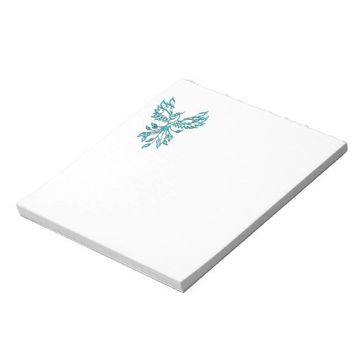 Blue Phoenix stijgt op wit Notitieblok (Linkerzijde)