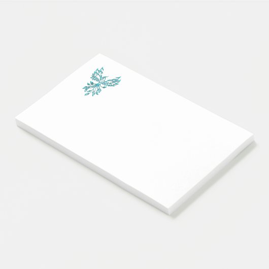 Blue Phoenix stijgt op wit Post-it® Notes (Schuin)