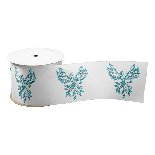 Blue Phoenix stijgt op wit Satijnen Lint (Spoel)
