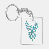 Blue Phoenix stijgt op wit Sleutelhanger (Voorkant Links)
