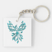Blue Phoenix stijgt op wit Sleutelhanger (Achterkant)