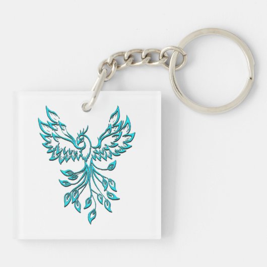 Blue Phoenix stijgt op wit Sleutelhanger (Achterkant)