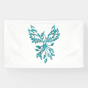 Blue Phoenix stijgt op wit Spandoek