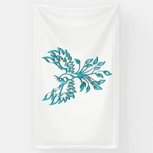 Blue Phoenix stijgt op wit Spandoek (Verticaal)