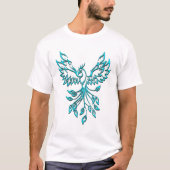 Blue Phoenix stijgt op wit T-shirt (Voorkant)