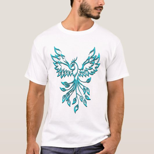 Blue Phoenix stijgt op wit T-shirt (Voorkant)