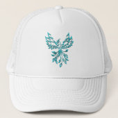 Blue Phoenix stijgt op wit Trucker Pet (Voorkant)