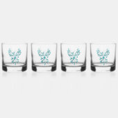 Blue Phoenix stijgt op wit Whisky Glas (Achterkant)