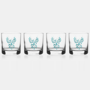 Blue Phoenix stijgt op wit Whisky Glas