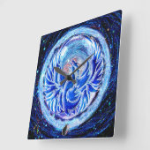 Blue Phoenix Vierkante Klok (Hoek)