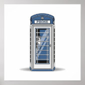  Blue Phone Booth Illustratie Poster (Voorkant)