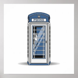  Blue Phone Booth Illustratie Poster