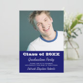 Blue Photo Afstuderen Invite for Son Kaart (Staand voorkant)