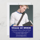 Blue Photo Afstuderen Invite for Son Kaart (Achterkant)