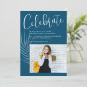 Blue Photo Afstuderen Kaart (Staand voorkant)