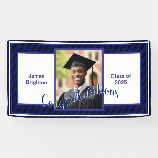 Blue Photo Afstuderen Spandoek (Horizontaal)