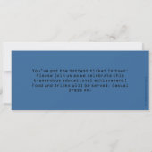 Blue Photo Afstuderen Ticket Invitations Kaart (Achterkant)