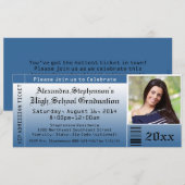 Blue Photo Afstuderen Ticket Invitations Kaart (Voorkant / Achterkant)