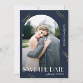 Blue Photo Big Typography Wedding Save The Date (Voorkant)