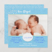 Blue Photo Birth Aankondiging voor Twin Boys (Voorkant / Achterkant)