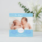 Blue Photo Birth Aankondiging voor Twin Boys (Staand voorkant)