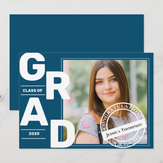 Blue Photo Class van het Afstuderen 2025 Kaart (Voorkant / Achterkant)